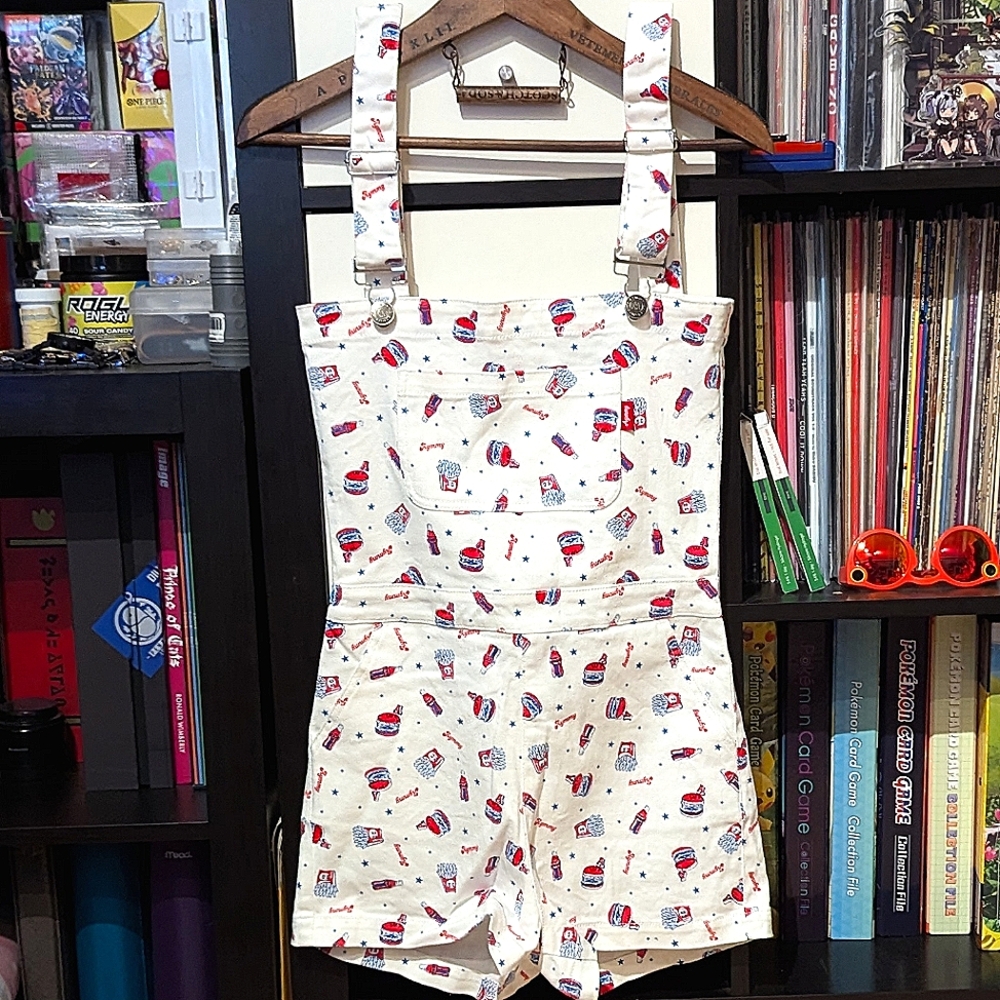 *RARE* AYMMY IN THE BATTY GIRLS JUNK PATTERNED OVERALLS - US S